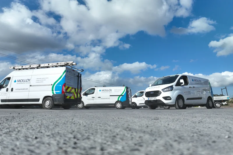Molloy van fleet ready for servicing and maintenance visits